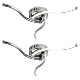 Set of 2 Ara - Chrome LED Flush Ceiling Lights Chrome 2