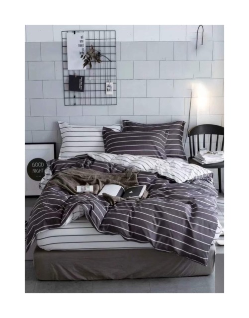 Ezysleep Grey Stripe Printed Duvet Set - Luxurious Duvet Cover And Pillowcases Multi Multi
