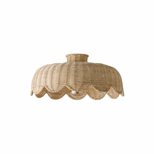 ValueLights Nevaeh Rattan Wicker Scallop Ceiling Shade and Bulb