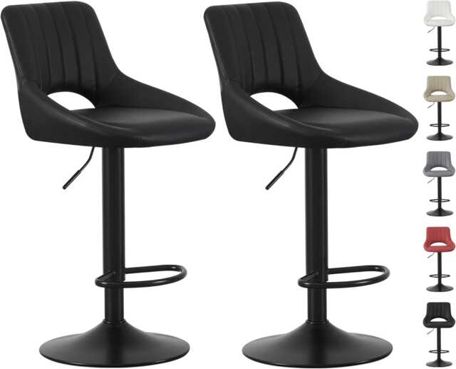 Set of 2 Height Adjustable Kitchen Bar Stool Breakfast Chairs with Footrest - Stacey