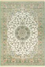 The Rugs Oriental Velvet Nain Floor Rug Medallion Fringed Viscose Living Room
