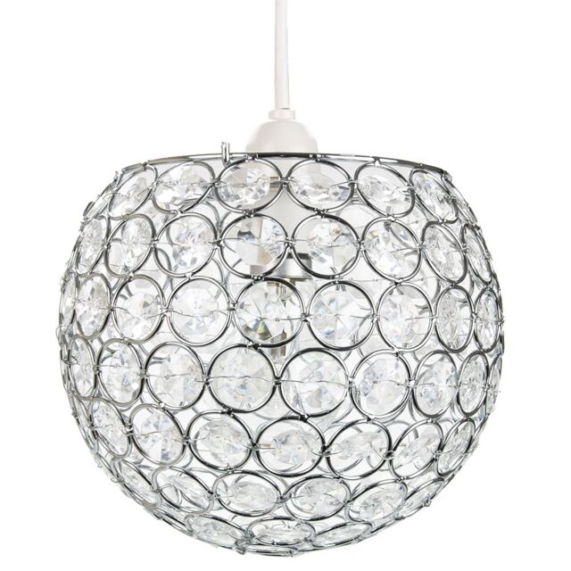 Modern Round Globe Easy Fit Pendant Shade with Small Transparent Acrylic Beads Clear Transparent 1