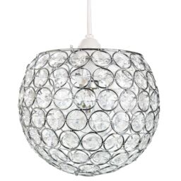 Modern Round Globe Easy Fit Pendant Shade with Small Transparent Acrylic Beads Clear Transparent 1