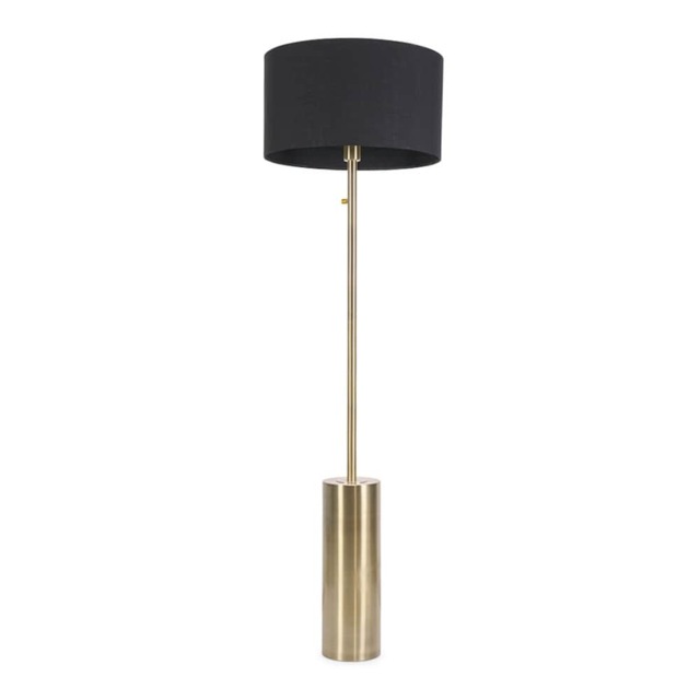 ValueLights Lexy Antique Brass Dimmable Floor Lamp Black Shade Black