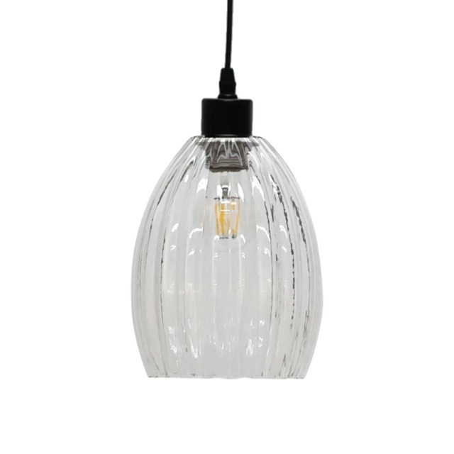 Birch - Clear Fluted Glass Easy Fit Pendant Shade Clear Small 1