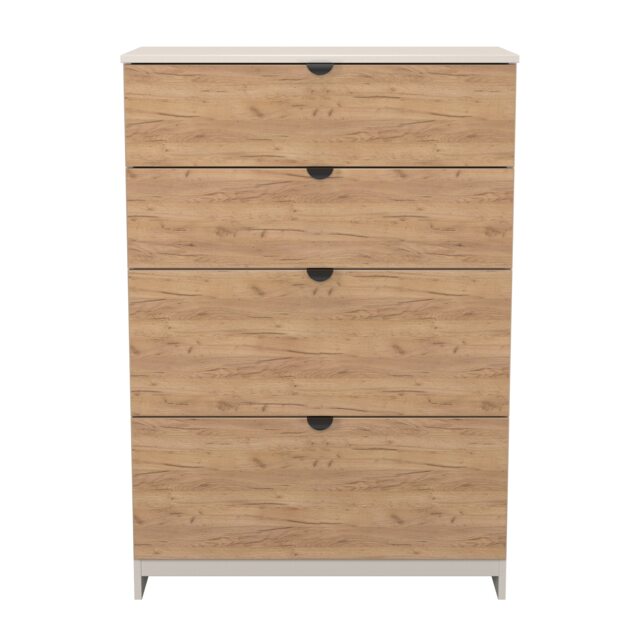 Norway 4 Drawer Deep Chest of Drawers in Gold Craft Oak & Kashmir (Ready Assembled) Brown Gold Craft Oak & Kashmir