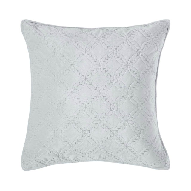 Homescapes Luxury Grey Quilted Velvet Cushion Cover Geometric Eternity Ring Pattern - 45 x 45 cm Grey Grey 45 x 45 cm