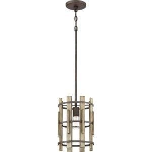Wood Hollow 1 Light Mini Cage Pendant Rustic Black