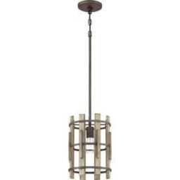 Wood Hollow 1 Light Mini Cage Pendant Rustic Black