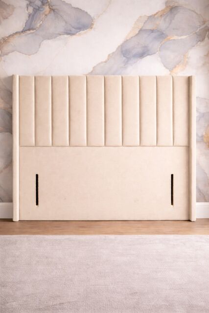 Cream Plush Panel Wing 54inch Floorstanding 3FT Headboard