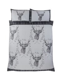 Angus Stag Tartan Brushed Cotton Bedding Set Grey 1