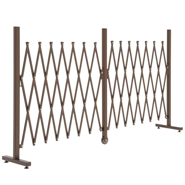 Outsunny Aluminium Alloy Fence Foldable Garden Screen Panel, Dark Brown