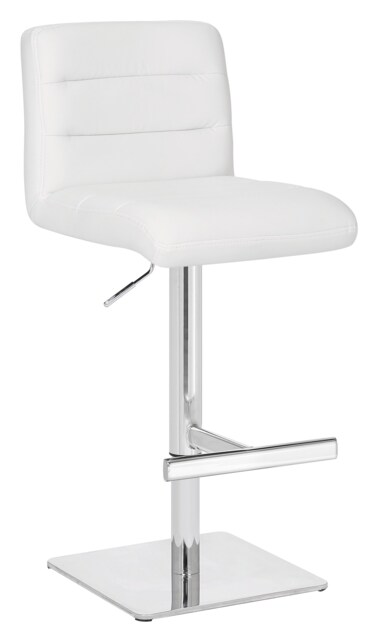 Luscious Deluxe Breakfast Bar Stool, Chrome Footrest, Adjustable Swivel Gas Lift, Home Bar & Kitchen Faux-Leather Barstool, White