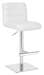 Luscious Deluxe Breakfast Bar Stool, Chrome Footrest, Adjustable Swivel Gas Lift, Home Bar & Kitchen Faux-Leather Barstool, White