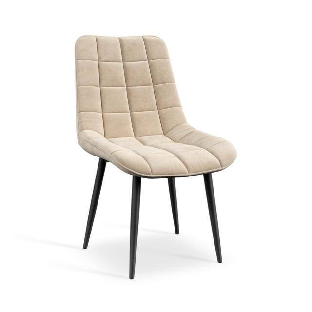 Set of 4 Nova Modern Velvet Dining Chair Padded Seat Metal Legs (Beige) Cream Beige One Size