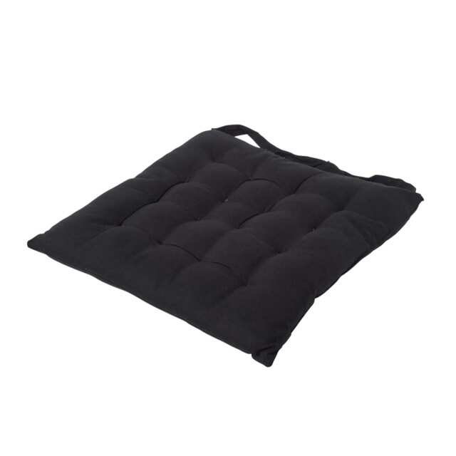 Homescapes Seat Pad Luxury Cotton Indoor Outdoor Garden Dining Cushion Black 40 x 40 cm 1