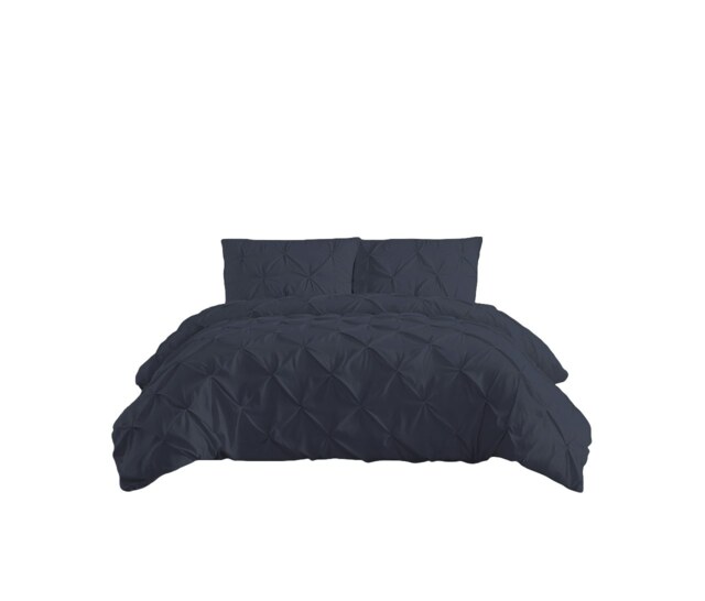 Pintuck Pinch Pleated Polycotton Duvet Cover And Pillowcase/s Set Bed Linen Grey Grey Double