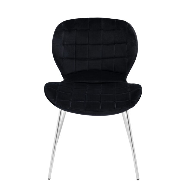 Interiors by Premier Black Velvet Dining Chair, Velvet Upholstered Accent Dining Table Chair, Sleek Silver Finish Legs Chair Black