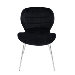 Orsina Black Velvet Dining Chair, Velvet Upholstered Accent Dining Table Chair, Sleek Silver Finish Legs Chair