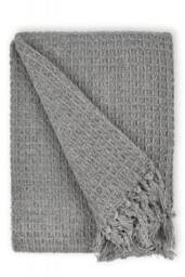 "Waffle Collection Recycled Cotton Throw in Silver (50"" x 60"")"