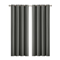 Marlow Blackout Curtains Window Curtain Draperies Pair Eyelet Bedroom Decor Grey Charcoal
