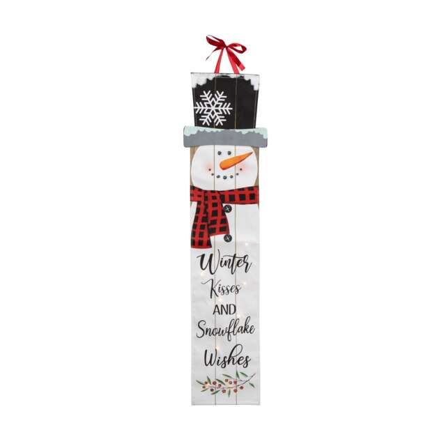 1.2m Battery Operated Light up Hanging Christmas Snowman Fabric Banner with LEDs