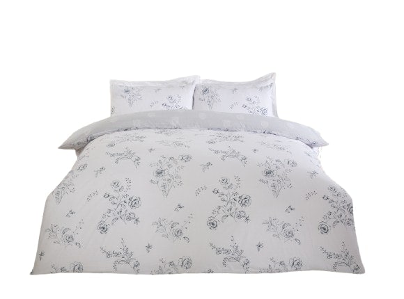 PH Sadie Floral Polycotton Reversible Duvet Cover Set with Pillowcase Blue Single 1