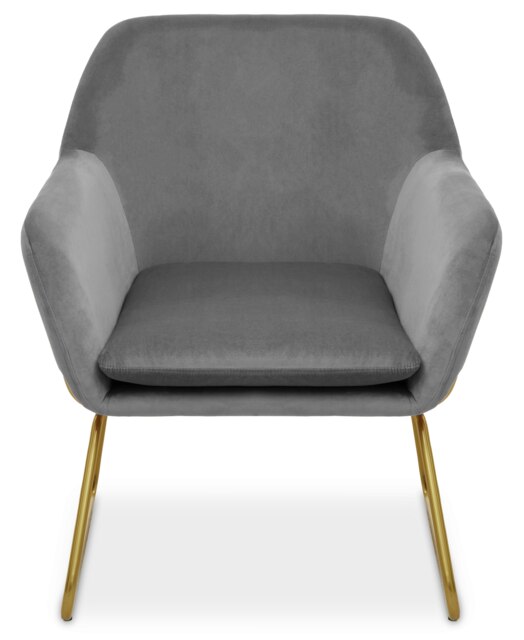 Orsina Grey Velvet Armchair with Gold Legs, Easy Care Velvet Chairs, Indoor Dining with Velvet Dinner Chair
