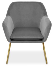 Orsina Grey Velvet Armchair with Gold Legs, Easy Care Velvet Chairs, Indoor Dining with Velvet Dinner Chair