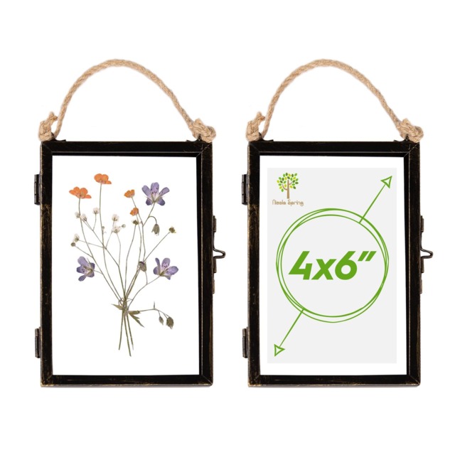 "Nicola Spring Hanging Metal Photo Frames - 4"" x 6"" - Black - Pack of 2 Black Black One Size"