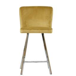 Lakeland Furniture Dartmoor Camel Cream Velvet Chrome Fixed Leg Base 1 Bar Stool