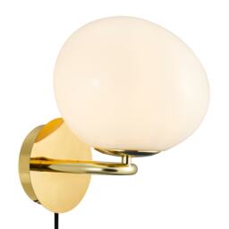 Nordlux Shapes Indoor Wall Light Brass Metal Sensor E14 Hand Blown Glass - Plug In or Mains Powered , IP20