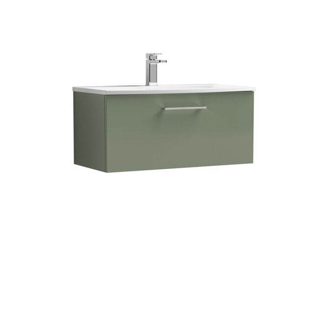 Balterley Modern Bathroom 1 Soft Close Drawer Wall Hung Vanity Unit & Curved Basin
