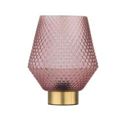 Porter - Battery Operated Satin Brass Lamp with Pink Textured Glass Gold Pink Medium 1
