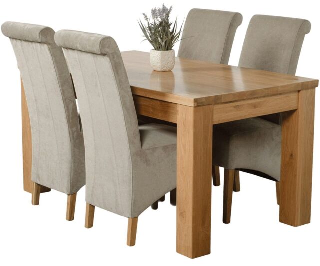 Dakota 152 x 87cm Medium Oak Dining Table and 4 Montana Fabric Chairs Grey Grey