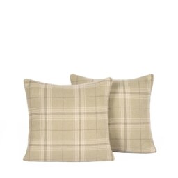 OHS 4 x Decorative Woven Check Printed Cushion Covers, 45x45cm - Sage Green