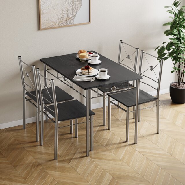 Vida Designs Roslyn 4 Seater Dining Set 3 Piece Table & Bench Set, Black