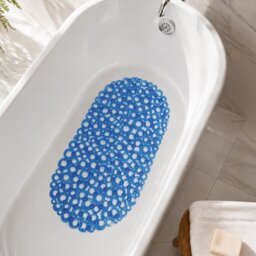 Showerdrape Otto Blue Anti Slip PVC Bath Mat 69cm x 36cm Blue Blue 1
