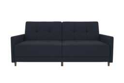 Andora sprung sofa bed in fabric navy blue Blue NAVY BLUE LINEN Two Seater