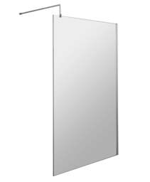 Balterley Toughened Safety Glass Wetroom Screen with Support Bar Silver Chrome 1