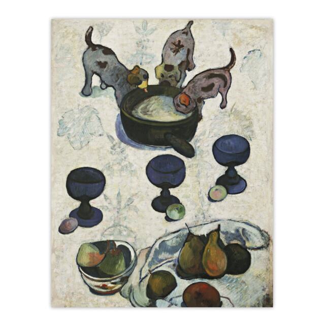 "Still Life with Three Puppies Paul Gauguin Wall Art Poster Print 12X16"""