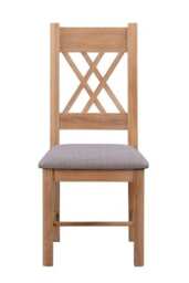 Bologna Painted Pair of Washed Oak Dining Chairs - Grey Fabric Seat - D48 x W66 x H109 cm Grey