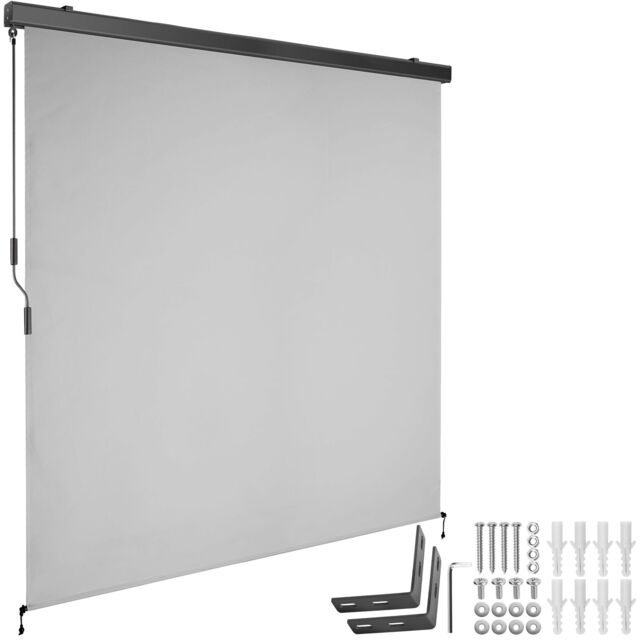 Vertical Awning Eloise - installation materials included, retractable, UV blocking Grey light grey 180 x 250 cm 1