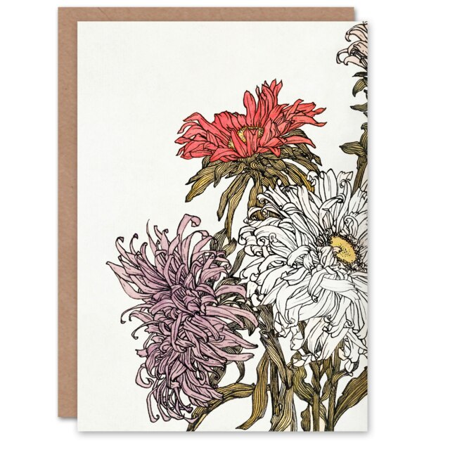 Julie de Graag Art Card Chrysanthemums Flower Painting