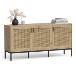 Vonhaus Lena Rattan Effect Sideboard with 6 Storage Shelves