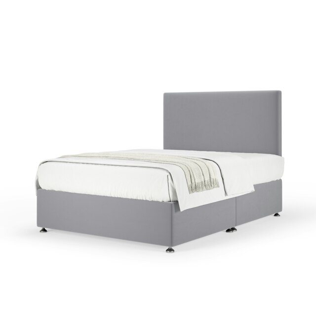 Ortho Classic Orthopaedic Silver Plush Velvet Divan Set And Valencia Headboard King Size