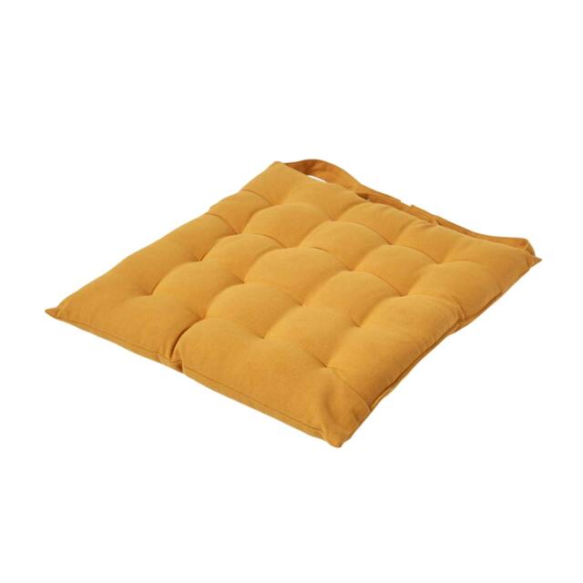 Homescapes Seat Pad Luxury Cotton Indoor Outdoor Garden Dining Cushion Mustard Yellow 40 x 40 cm 1