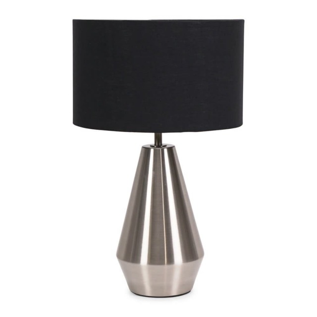 ValueLights Jax Brushed Chrome Touch Table Lamp Black Shade