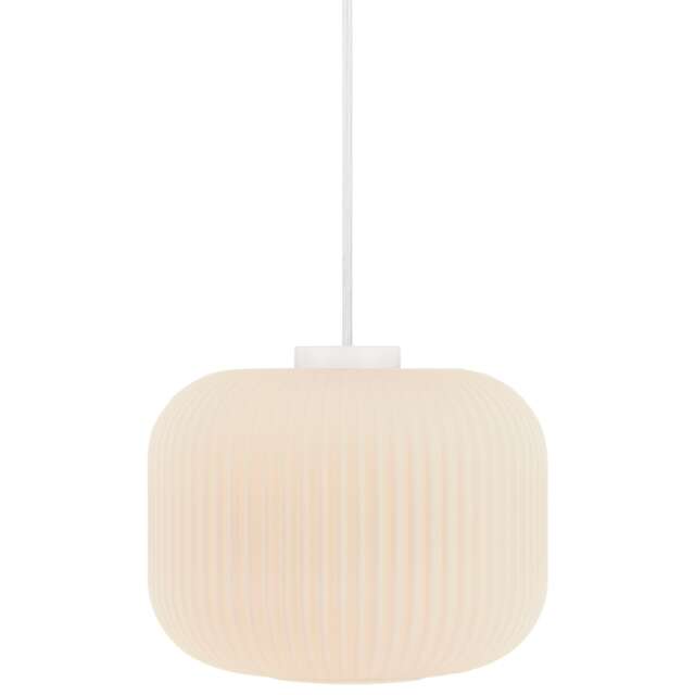 Nordlux Milford Indoor Pendant Light White Glass E27 Ribbed - Mains Powered, IP20