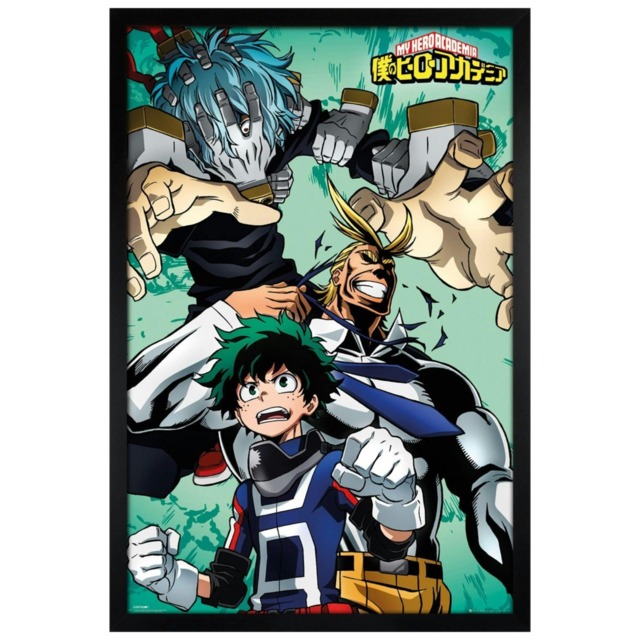 Black Wooden Framed My Hero Academia Collage Maxi Poster Multi